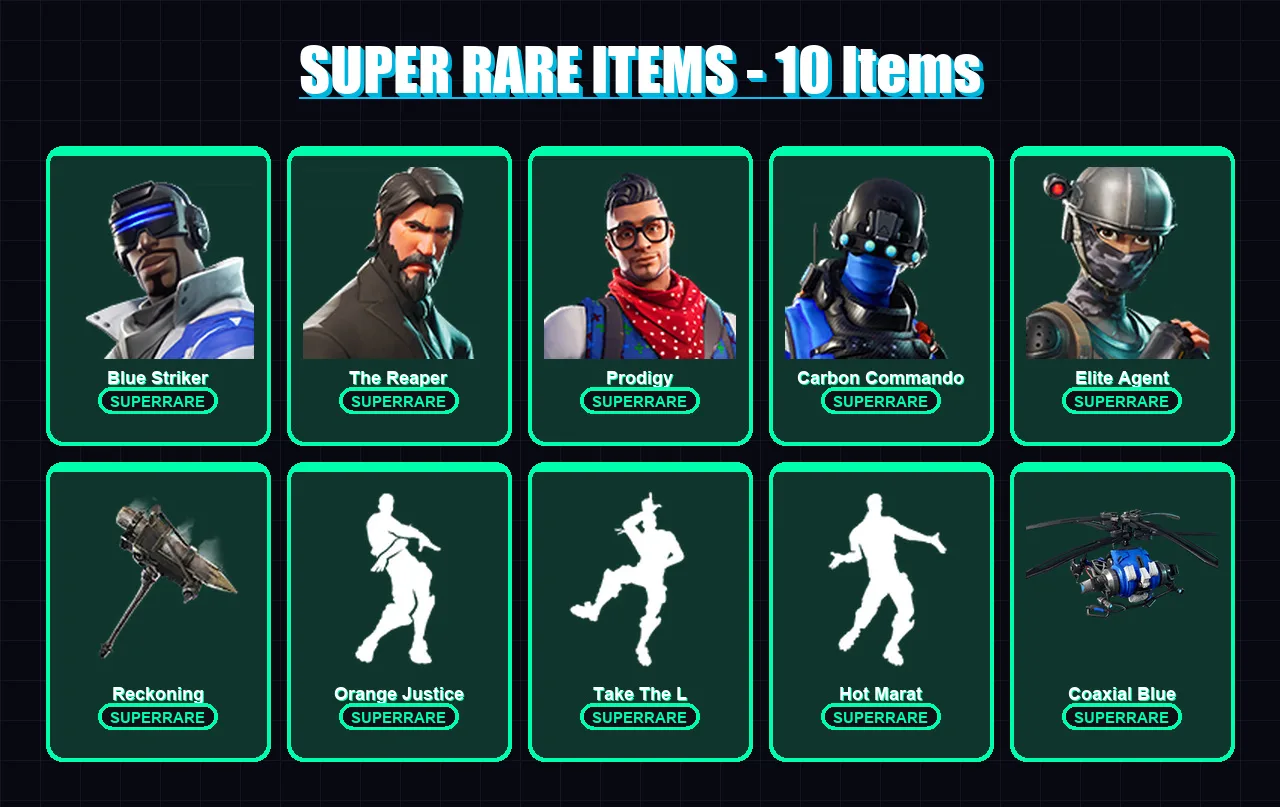 [PC/XBOX/PSN] | Blue Striker | The Reaper | Prodigy | Carbon Commando | Elite Agent | 53 skin | 40 pickaxe | 67 emote | 51 glider | Lv588 — Fortnite account