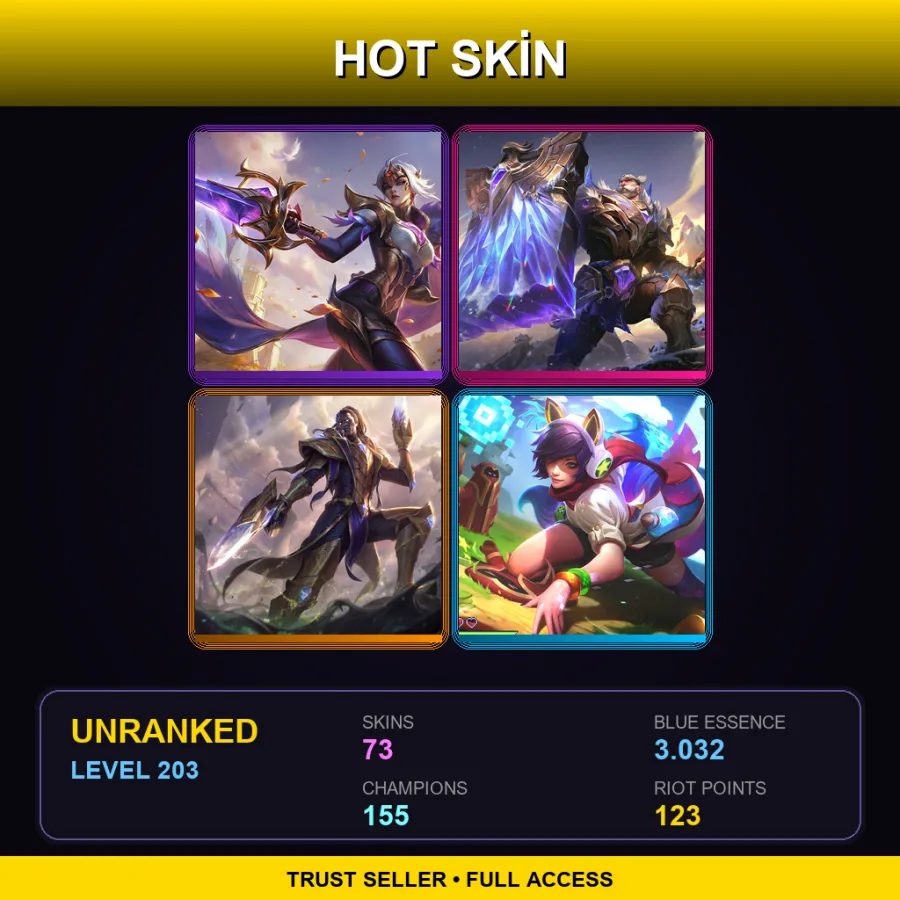 TR | Lv203 | Unranked | 73 Skin | 155 Champ — LoL account