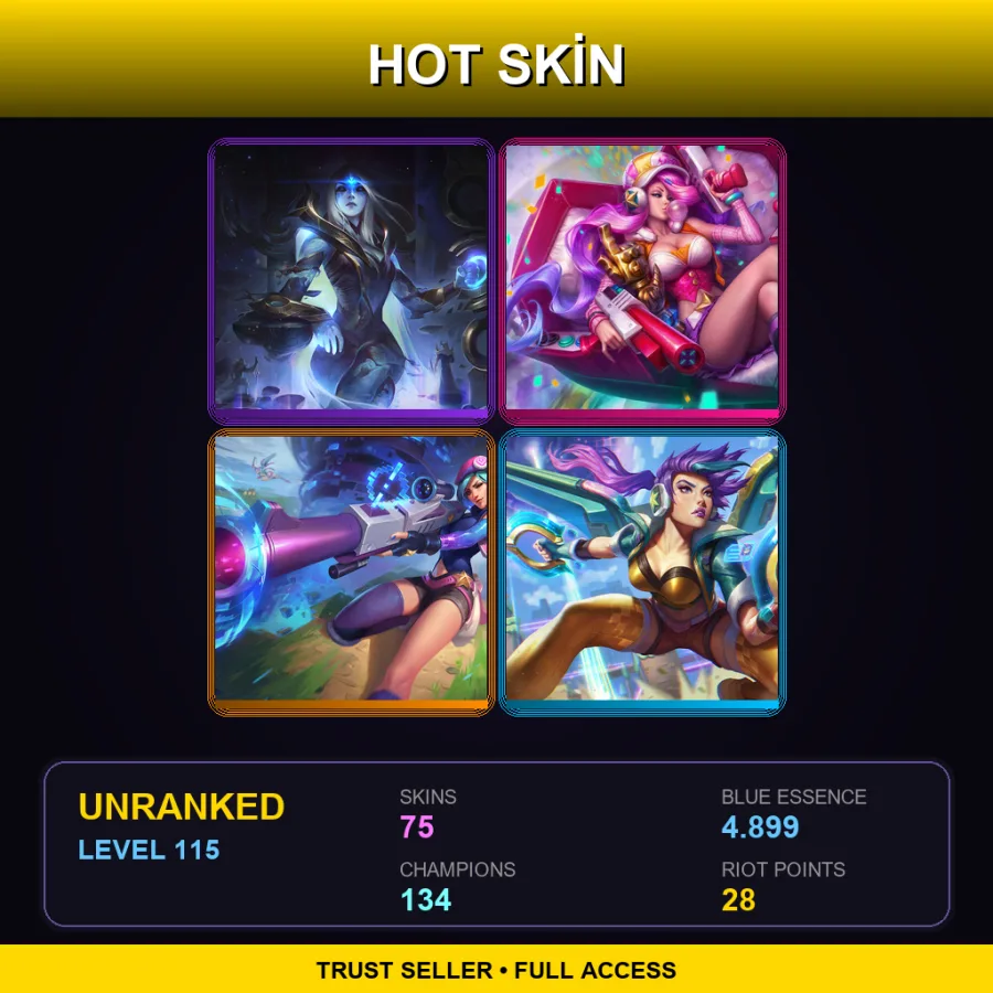 EUW | Lv115 | Unranked | 75 Skin | 134 Champ — LoL account