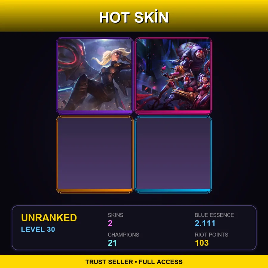 TR | Lv30 | Unranked | 2 Skin | 21 Champ — LoL account