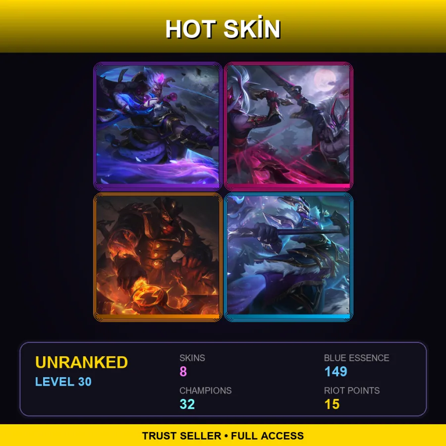 TR | Lv30 | Unranked | 8 Skin | 32 Champ