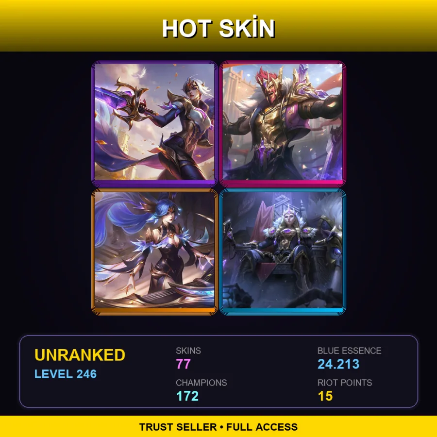 TR | Lv246 | Unranked | 77 Skin | 172 Champ — Infernal Galio