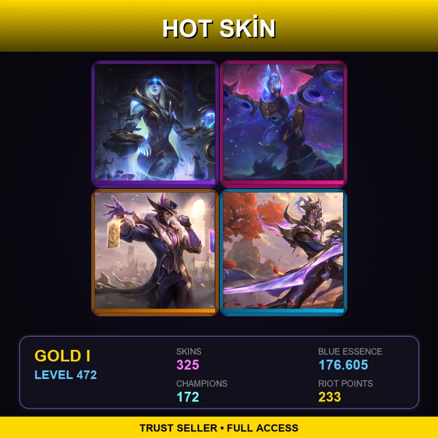 NA | Lv472 | Gold I | 325 Skin | 172 Champ