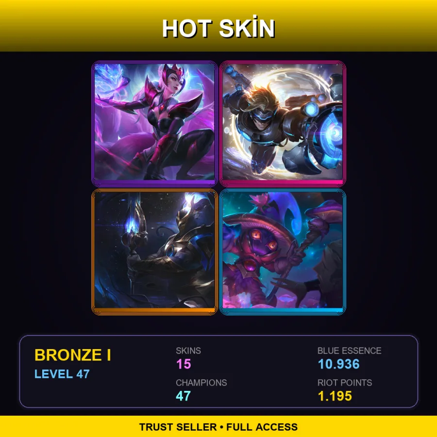 EUW | Lv47 | Bronze I | 15 Skin | 47 Champ