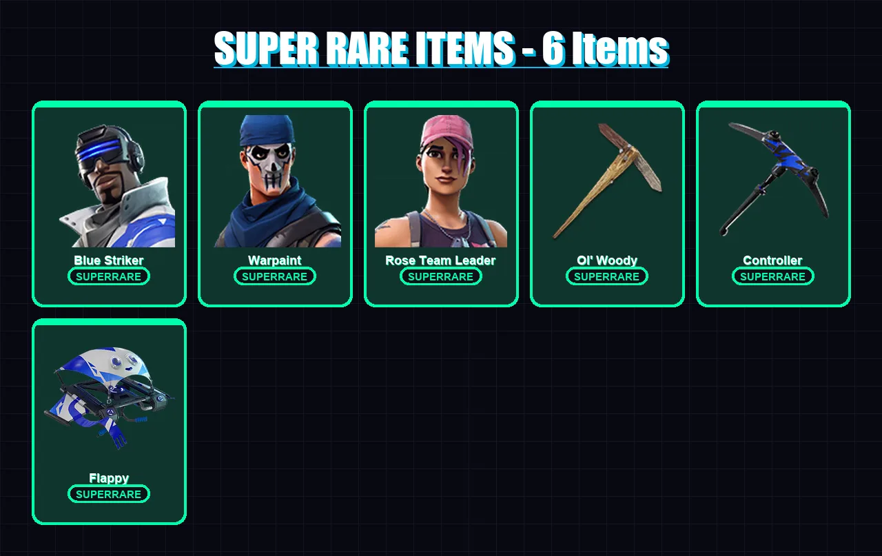 [SWITCH/XBOX/PSN/PC] | Blue Striker | Warpaint | Rose Team Leader | Hope | Oscar | 8 skin | 14 pickaxe | 6 emote | 11 glider | Lv93