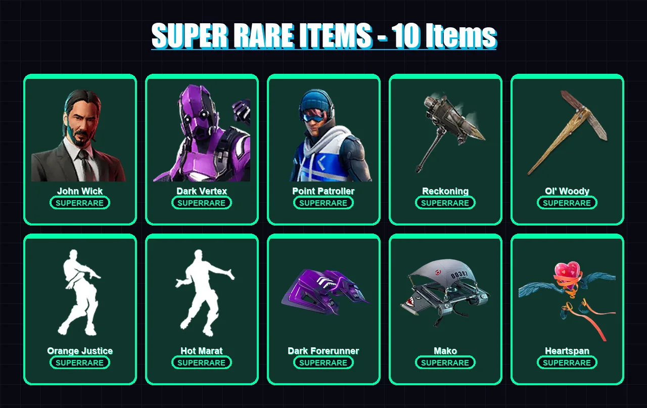 [PC] | John Wick | Dark Vertex | Point Patroller | Enforcer | Valor | 126 skin | 116 pickaxe | 144 emote | 100 glider | Lv1894