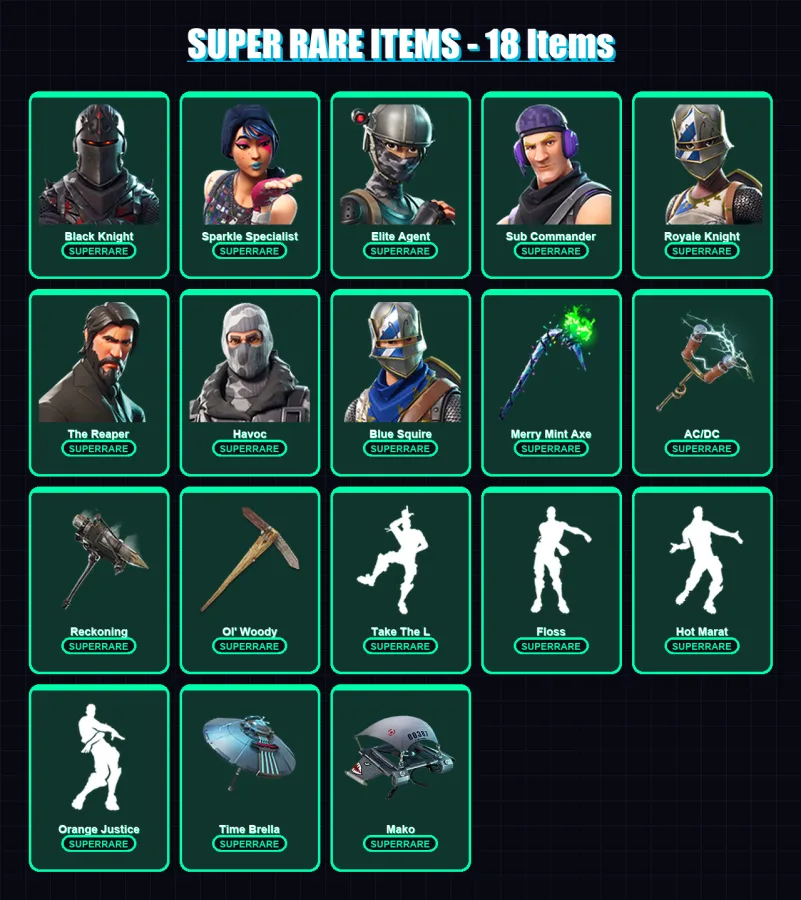 [PC] | Black Knight | Sparkle Specialist | Elite Agent | Sub Commander | Royale Knight | 116 skin | 115 pickaxe | 115 emote | 118 glider | Lv2336 — Fortnite account