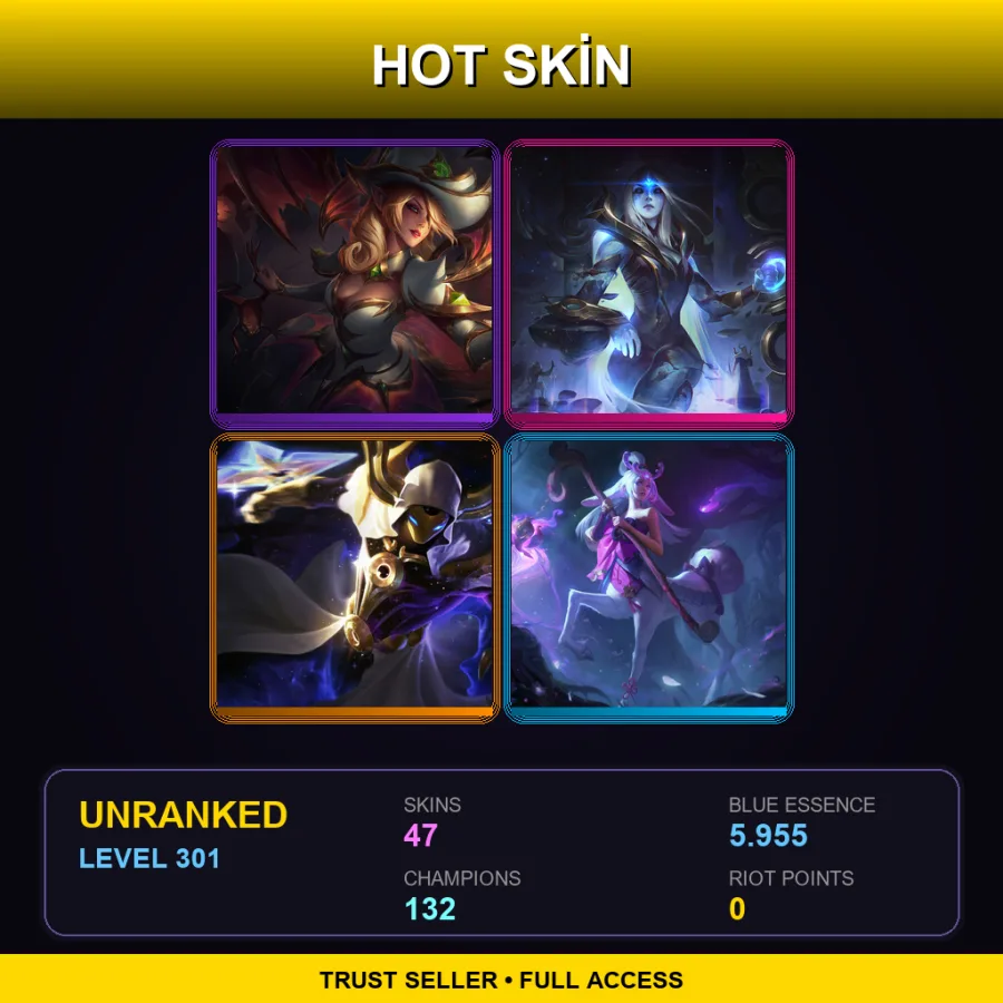 EUNE | Lv301 | Unranked | 47 Skin | 132 Champ