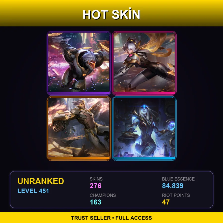 BR | Lv451 | Unranked | 276 Skin | 163 Champ
