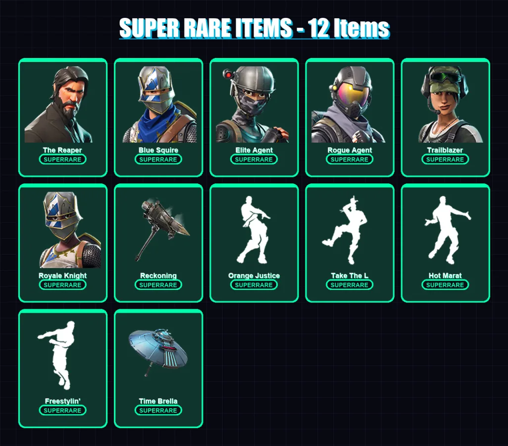 [PC/XBOX/PSN] | The Reaper | Blue Squire | Elite Agent | Rogue Agent | Trailblazer | 71 skin | 63 pickaxe | 69 emote | 69 glider | Lv1197