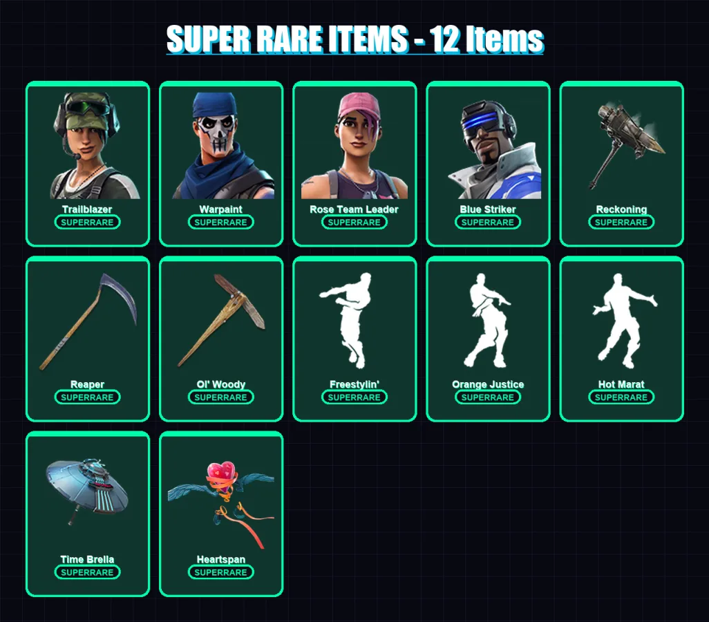 [PS4/PS5/XBOX/PC] | Trailblazer | Warpaint | Rose Team Leader | Blue Striker | Singularity | 186 skin | 187 pickaxe | 145 emote | 160 glider | Lv215