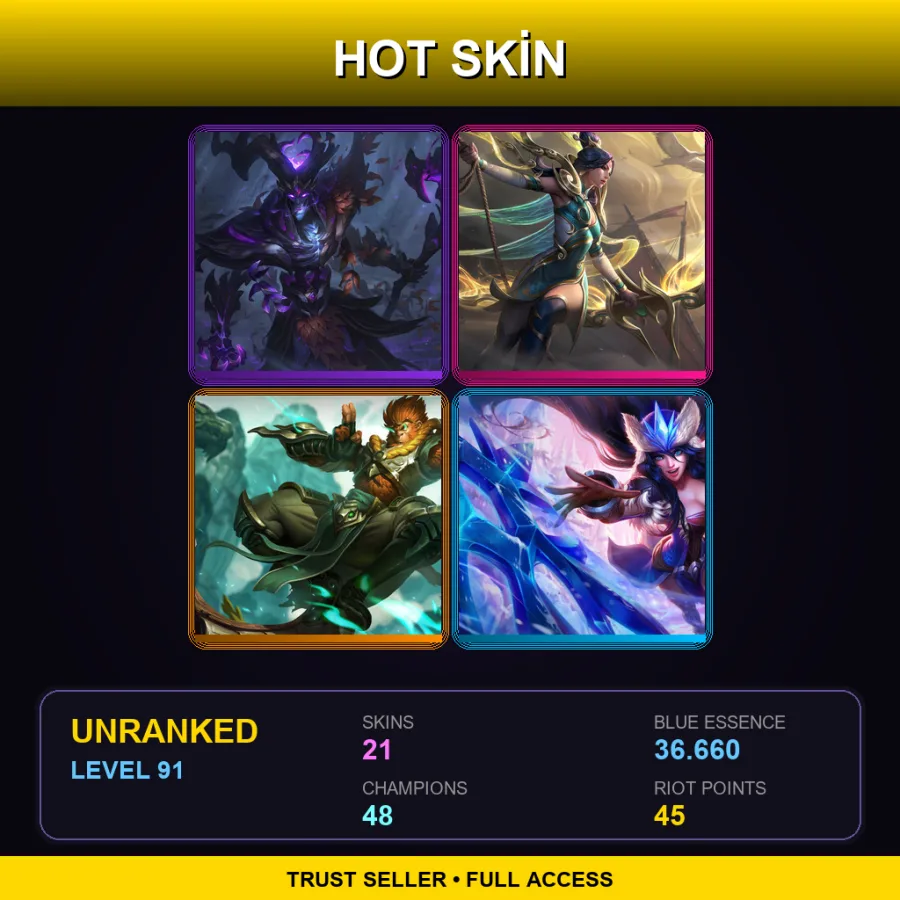 LAS | Lv91 | Unranked | 21 Skin | 48 Champ