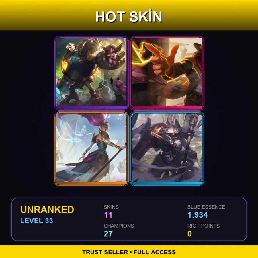LAN | Lv33 | Unranked | 11 Skin | 27 Champ