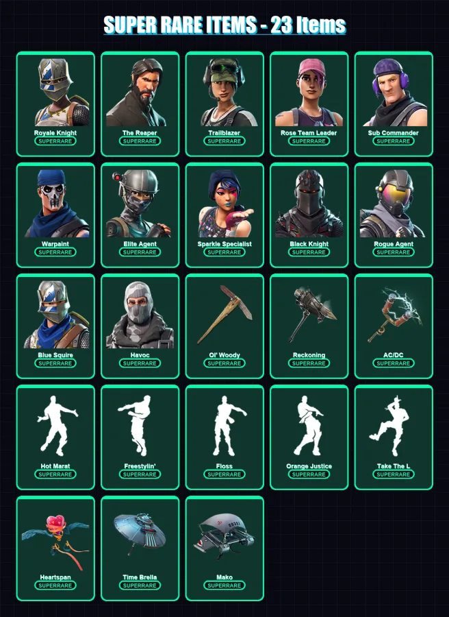 [PC/XBOX] | Royale Knight | The Reaper | Trailblazer | Rose Team Leader | Sub Commander | 124 skin | 97 pickaxe | 121 emote | 102 glider | Lv1324 — Fortnite account
