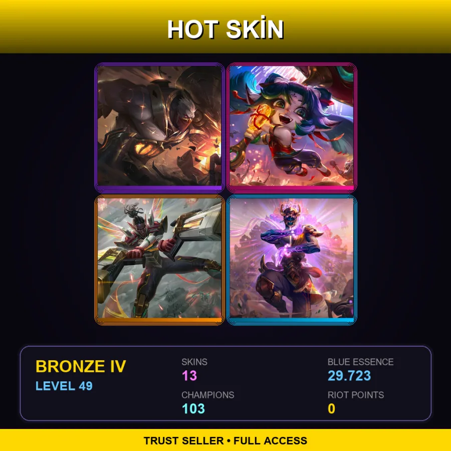 LAN | Lv49 | Bronze IV | 13 Skin | 103 Champ — LoL account