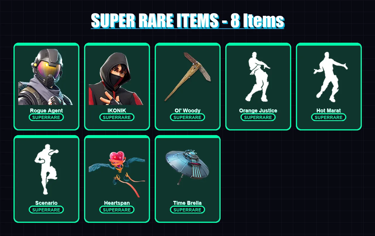 [PC/XBOX] | Rogue Agent | IKONIK | Hybrid | Ruin | Blackheart | 39 skin | 63 pickaxe | 53 emote | 67 glider | Lv1004