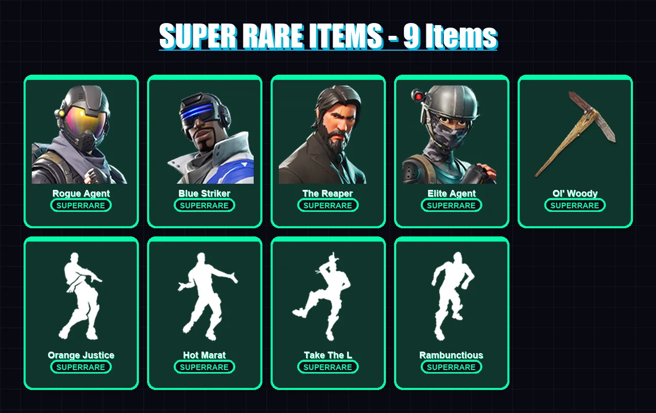 [PS4/PS5/PC] | Rogue Agent | Blue Striker | The Reaper | Elite Agent | Ruin | 30 skin | 26 pickaxe | 51 emote | 40 glider | Lv575