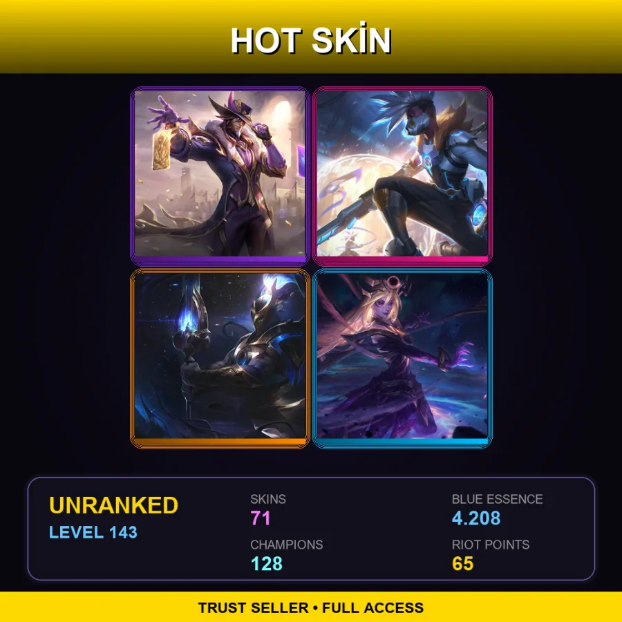 VN | Lv143 | Unranked | 71 Skin | 128 Champ — LoL account
