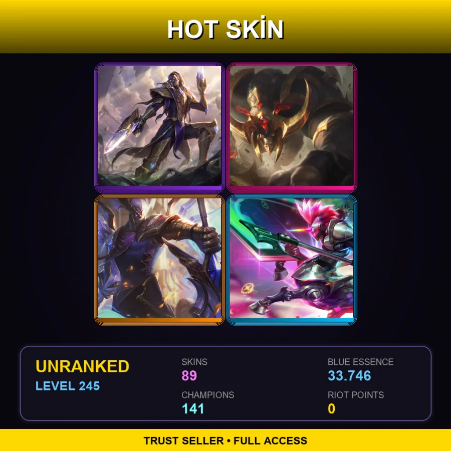 VN | Victorious Lucian | Conqueror Alistar | Victorious Aatrox | Arcade Hecarim | 89 Skin | 141 Champ | Lv245