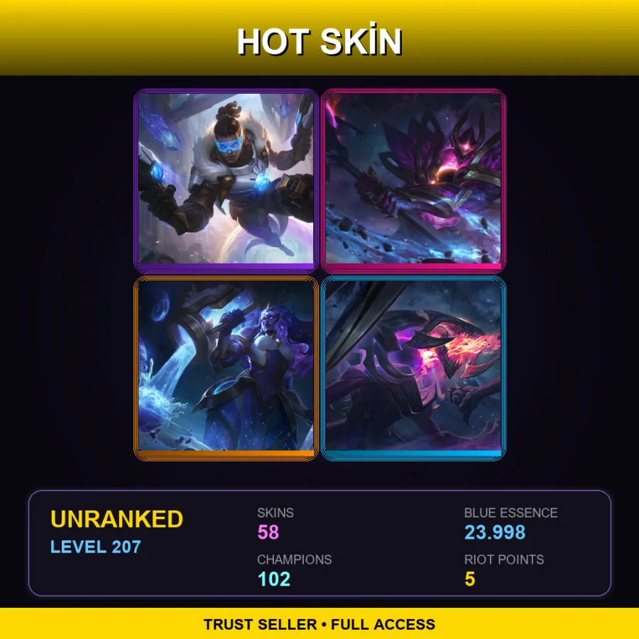 LAS | Lv207 | Unranked | 58 Skin | 102 Champ — Secret Agent Xin Zhao