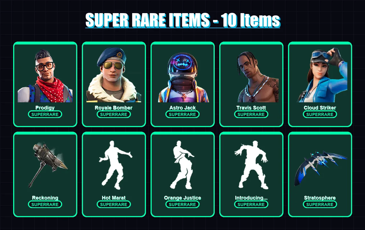 [PS4/PS5/XBOX/PC] | Prodigy | Royale Bomber | Astro Jack | Travis Scott | Cloud Striker | 67 skin | 53 pickaxe | 75 emote | 55 glider | Lv832 — Fortnite account