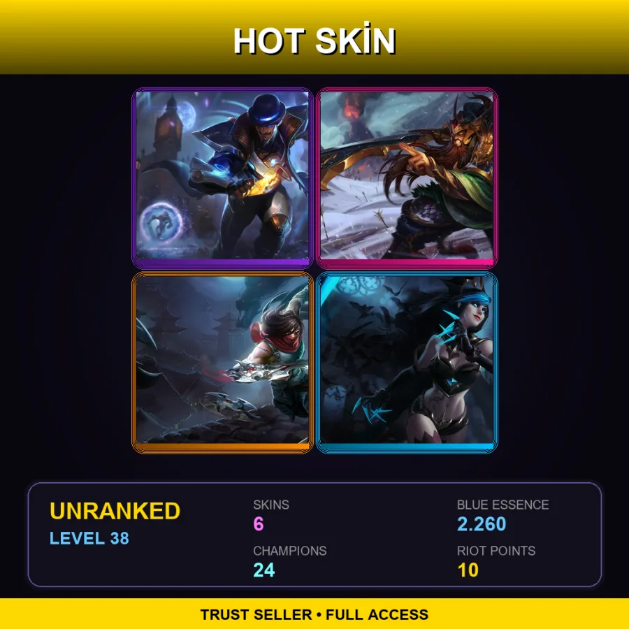 EUW | Lv38 | Unranked | 6 Skin | 24 Champ — LoL account