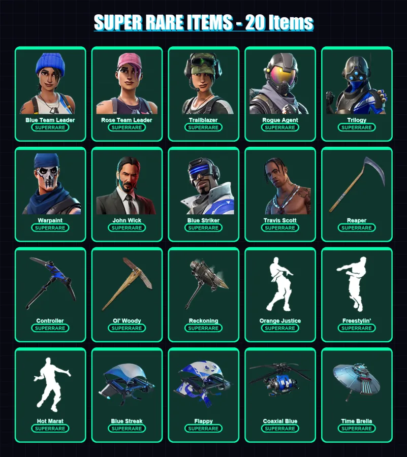 [PC] | Blue Team Leader | Rose Team Leader | Trailblazer | Rogue Agent | Trilogy | 271 skin | 263 pickaxe | 220 emote | 184 glider | Lv1993