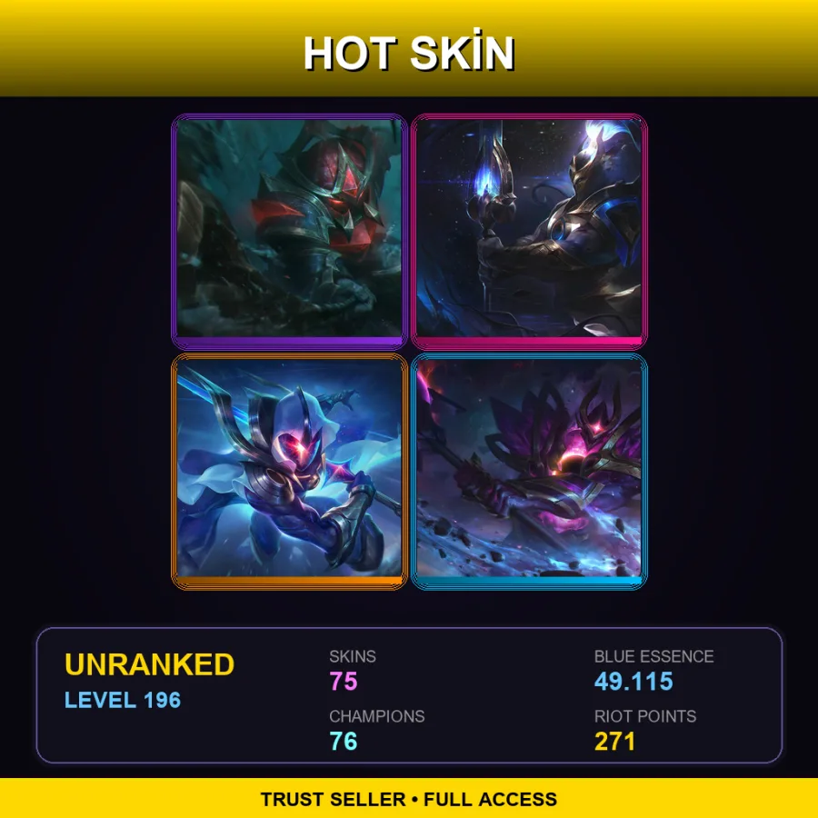 OCE | Lv196 | Unranked | 75 Skin | 76 Champ