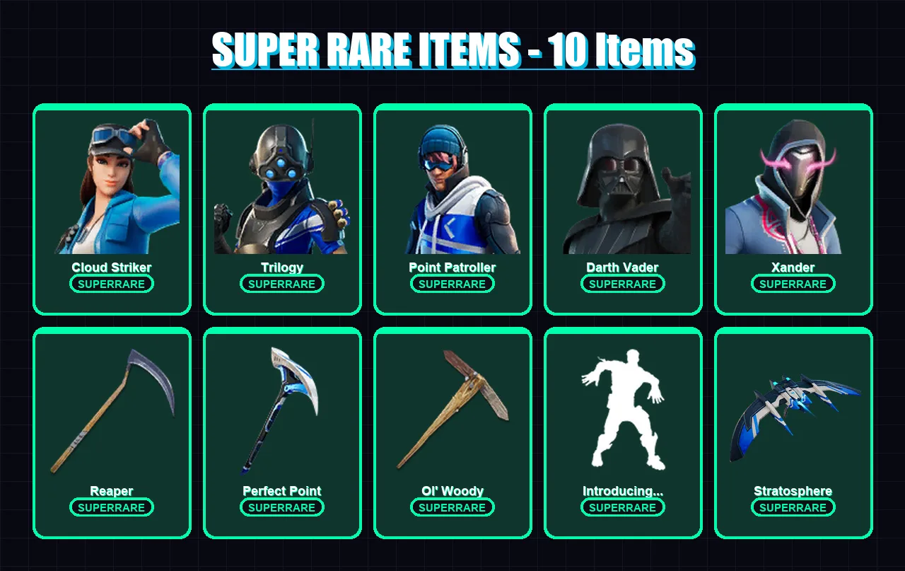 [PC/XBOX/PSN] | Cloud Striker | Trilogy | Point Patroller | Darth Vader | Xander | 137 skin | 153 pickaxe | 102 emote | 117 glider | Lv1307