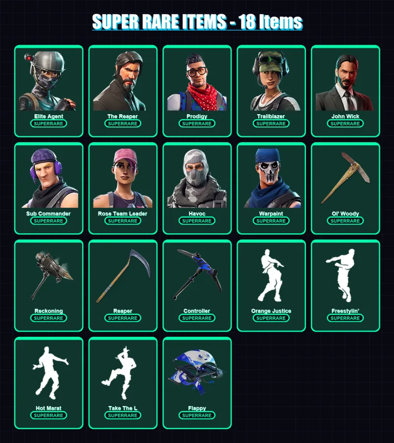 [PC/XBOX/PSN] | Elite Agent | The Reaper | Prodigy | Trailblazer | John Wick | 133 skin | 103 pickaxe | 110 emote | 79 glider | Lv925 — Fortnite account