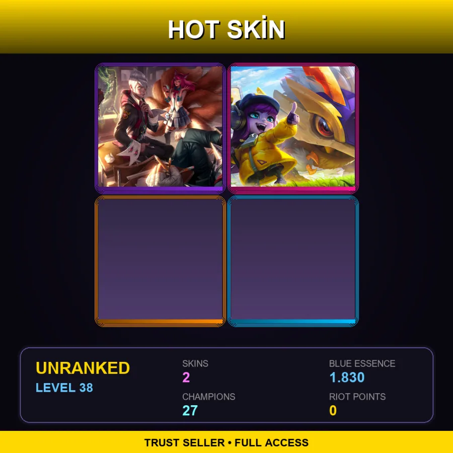 EUW | Lv38 | Unranked | 2 Skin | 27 Champ