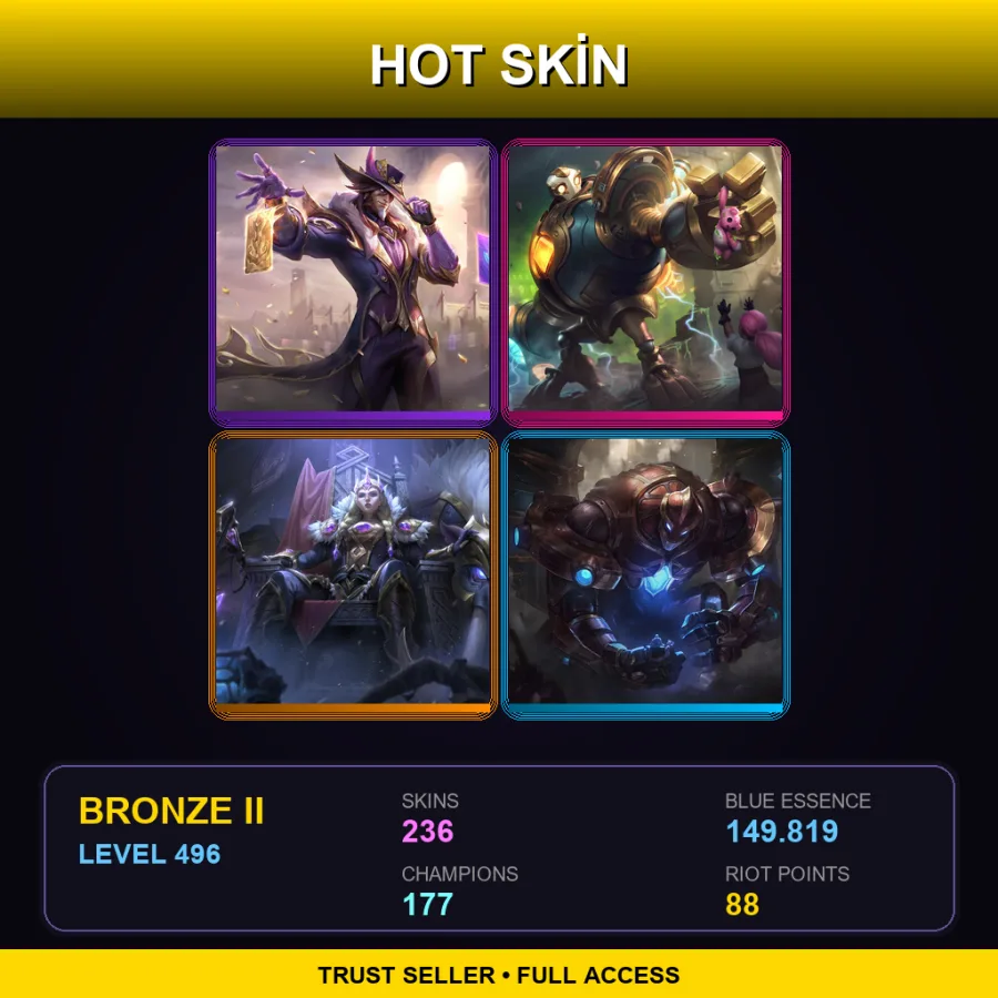 VN | Lv496 | Bronze II | 236 Skin | 177 Champ