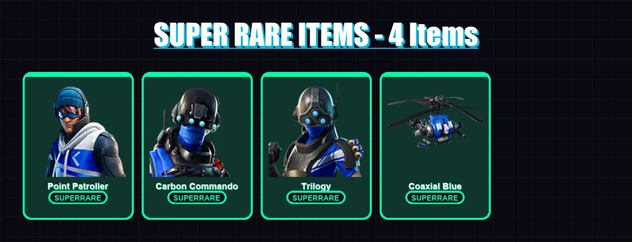 [PS4/PS5/XBOX/PC] | Point Patroller | Carbon Commando | Trilogy | Catalyst | X-Lord | 7 skin | 4 pickaxe | 18 emote | 14 glider | Lv187