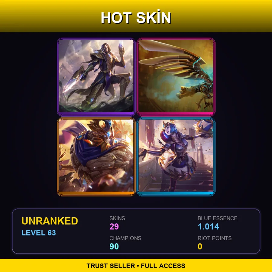 LAS | Lv63 | Unranked | 29 Skin | 90 Champ