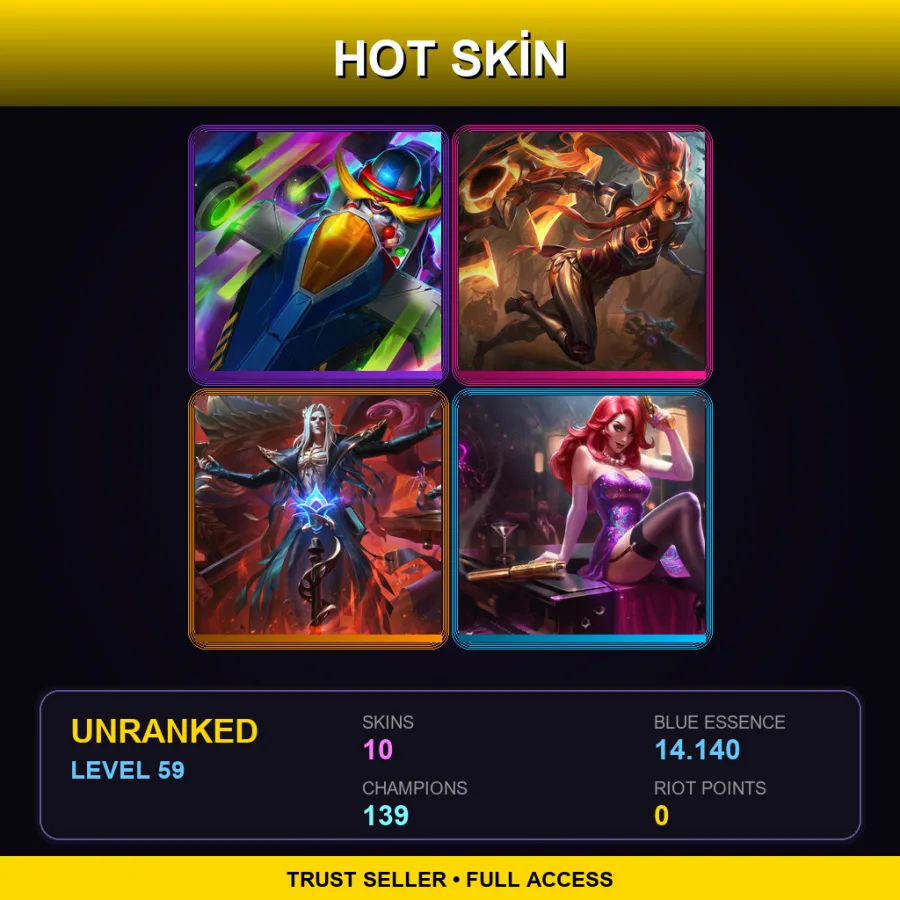 SG | Lv59 | Unranked | 10 Skin | 139 Champ