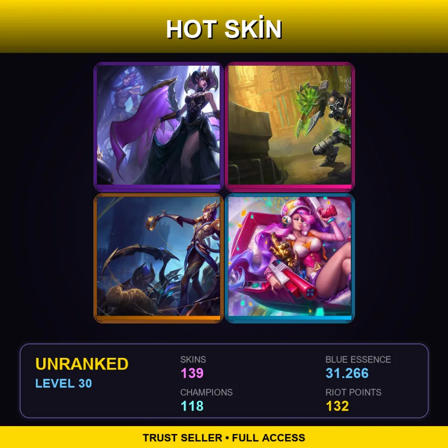 NA | Lv30 | Unranked | 139 Skin | 118 Champ with Olaf