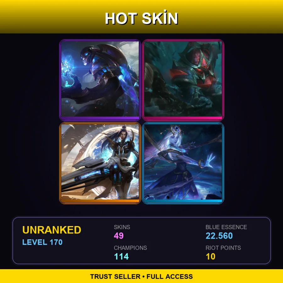 EUNE | Lv170 | Unranked | 49 Skin | 114 Champ — LoL account
