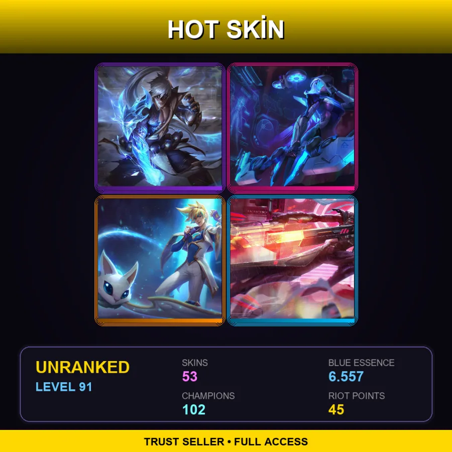 EUW | Lv91 | Unranked | 53 Skin | 102 Champ