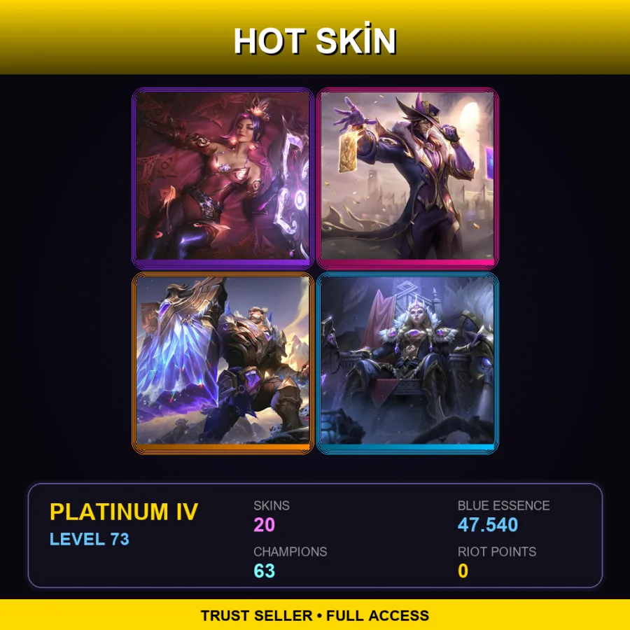 LAN | Lv73 | Platinum IV | 20 Skin | 63 Champ — LoL account