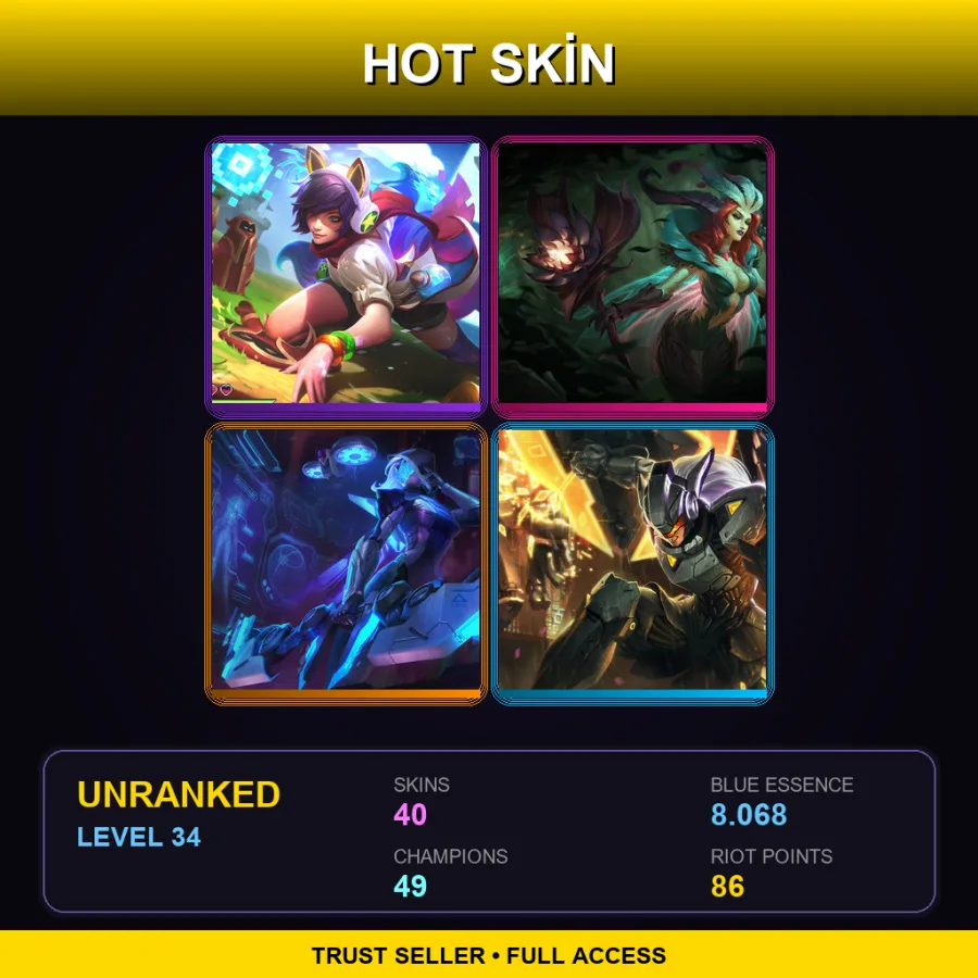 EUNE | Lv34 | Unranked | 40 Skin | 49 Champ — LoL account