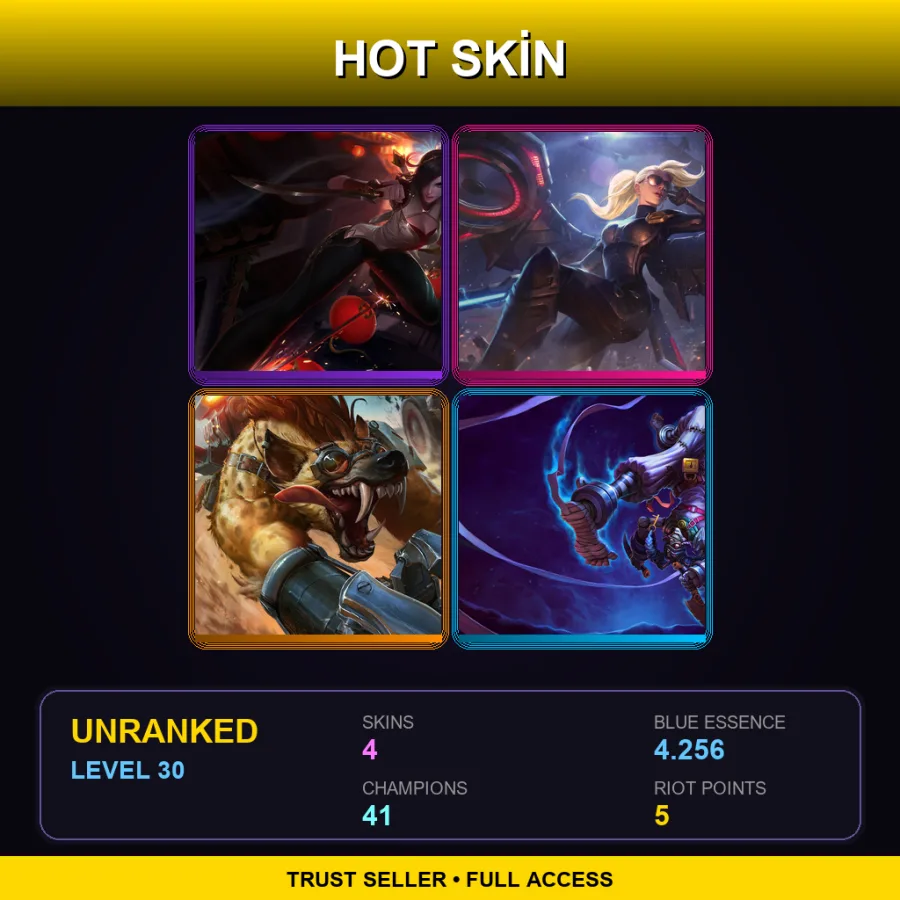EUW | Lv30 | Unranked | 4 Skin | 41 Champ