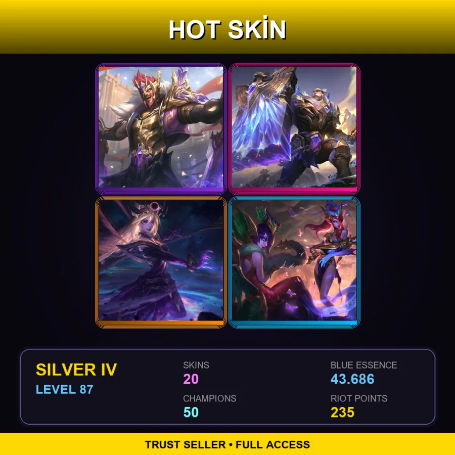 TR | Lv87 | Silver IV | 20 Skin | 50 Champ
