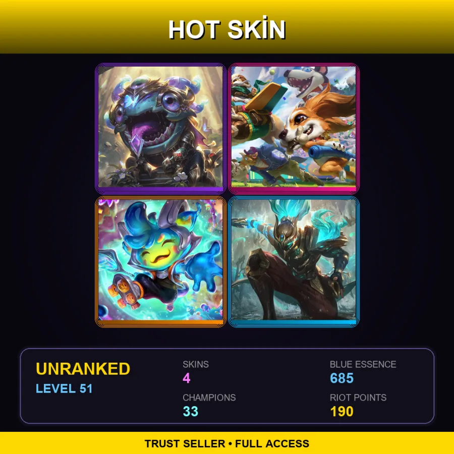 NA | Lv51 | Unranked | 4 Skin | 33 Champ