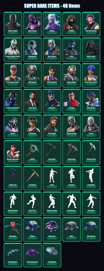 [PS4/PS5/PC] | Black Knight | Dark Vertex | Galaxy | IKONIK | Sub Commander | 486 skin | 507 pickaxe | 436 emote | 359 glider | Lv6136
