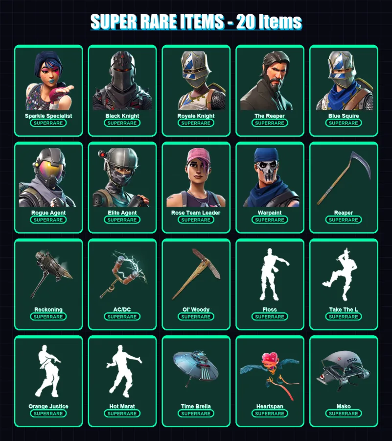 [PC/PSN] | Sparkle Specialist | Black Knight | Royale Knight | The Reaper | Blue Squire | 113 skin | 143 pickaxe | 128 emote | 127 glider | Lv1862