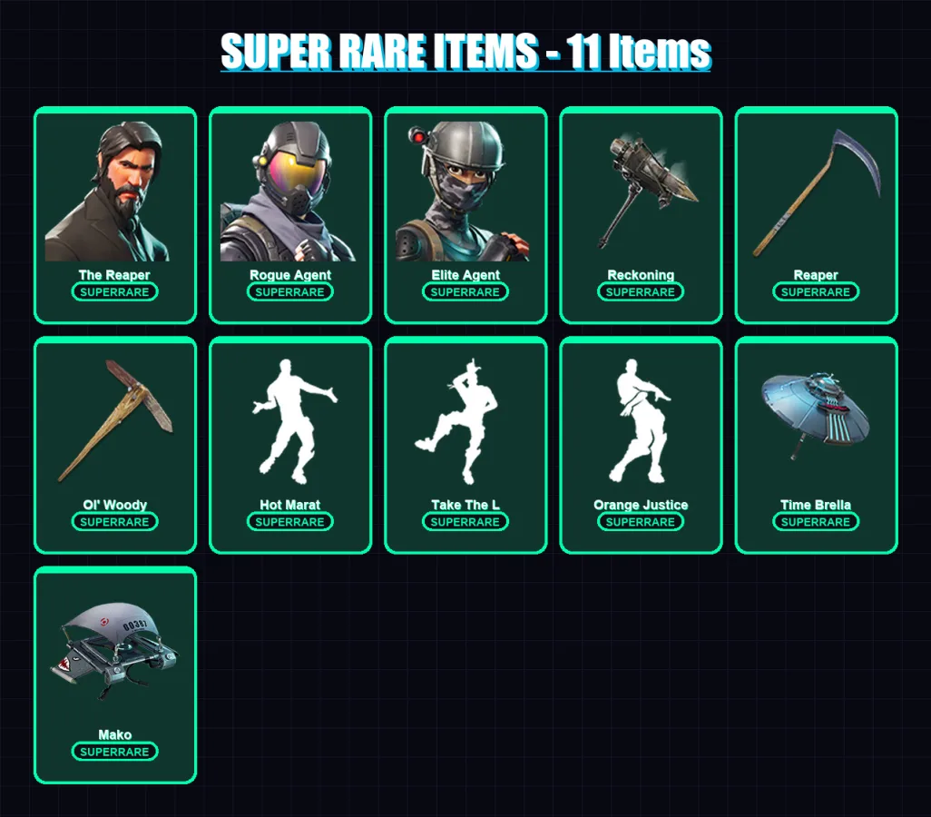 [PC/PSN] | The Reaper | Rogue Agent | Elite Agent | Zenith | Carbide | 91 skin | 100 pickaxe | 109 emote | 102 glider | Lv1672