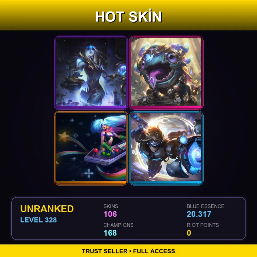 VN | Lv328 | Unranked | 106 Skin | 168 Champ