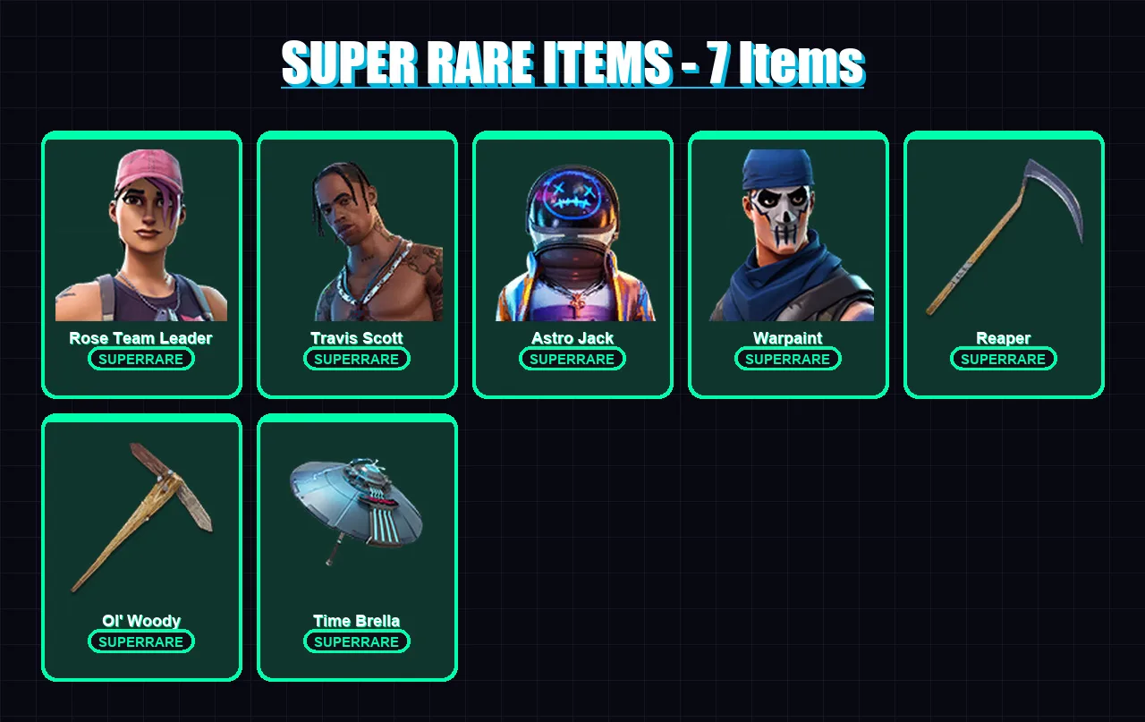 [PC/XBOX] | Rose Team Leader | Travis Scott | Astro Jack | Warpaint | The Foundation | 78 skin | 113 pickaxe | 76 emote | 102 glider | Lv1474 — Fortnite account