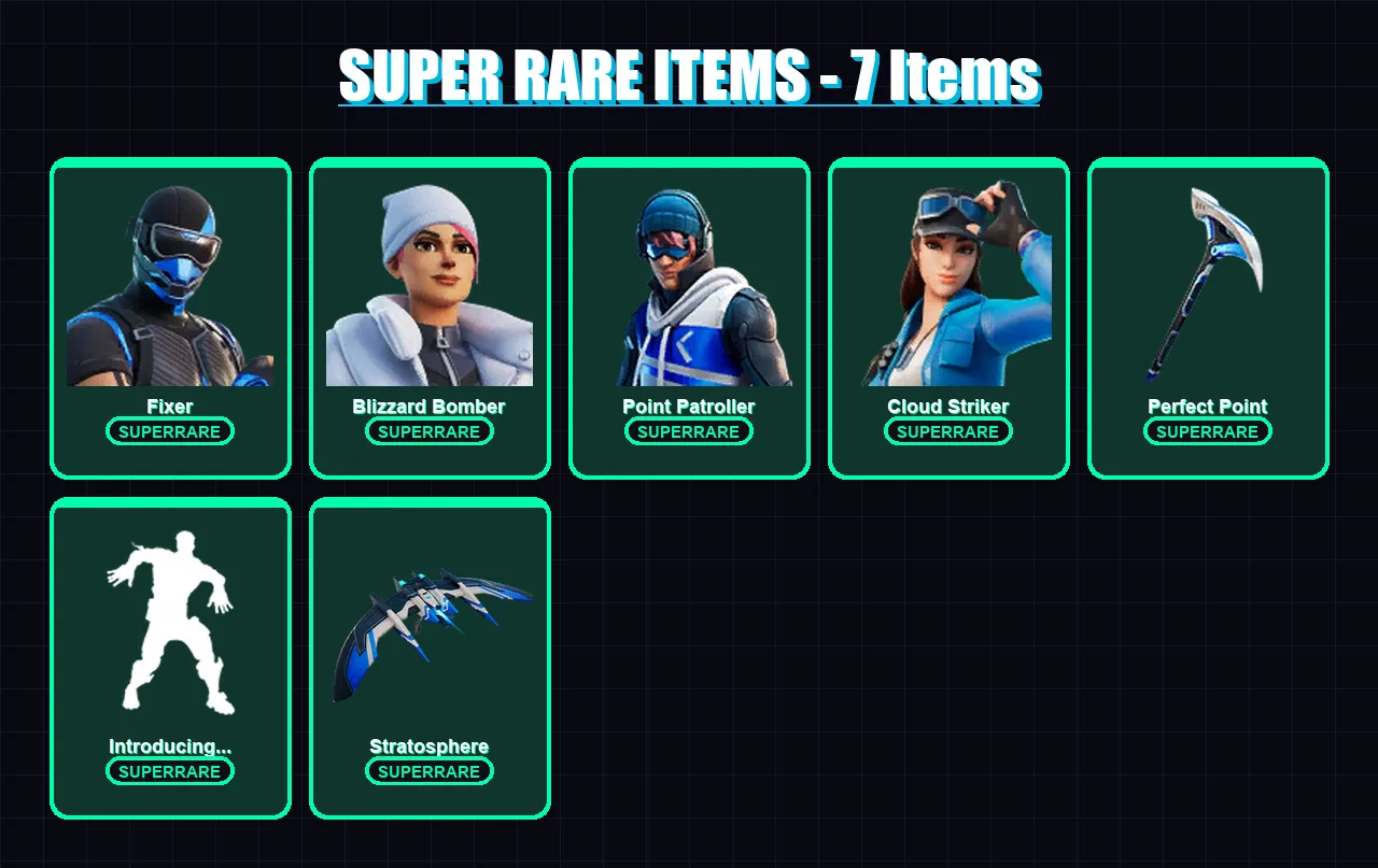[PS4/PS5/XBOX/PC] | Fixer | Blizzard Bomber | Point Patroller | Cloud Striker | Mandalorian | 42 skin | 42 pickaxe | 42 emote | 39 glider | Lv563