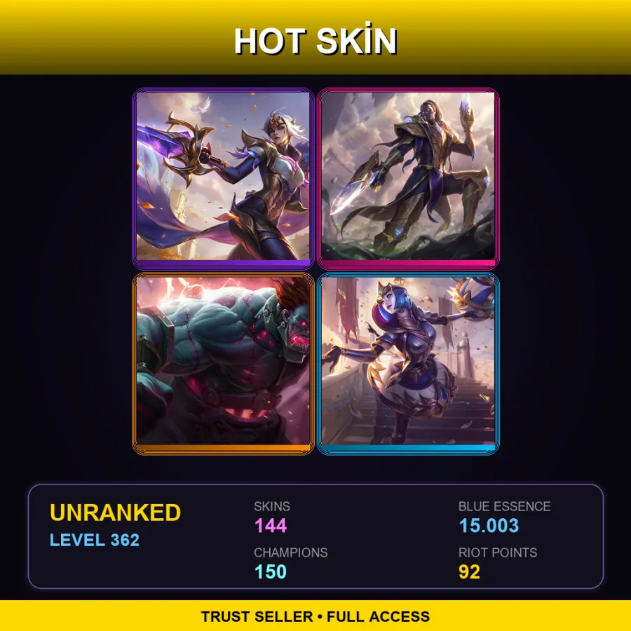 SG | Lv362 | Unranked | 144 Skin | 150 Champ